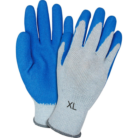 Safety Zone Blue/Gray Coated Knit Gloves - Latex Coating - X-Large Size - Blue, Gray - Crinkle Grip, Knitted - For Industrial - 2/Pair - 72 / Carton