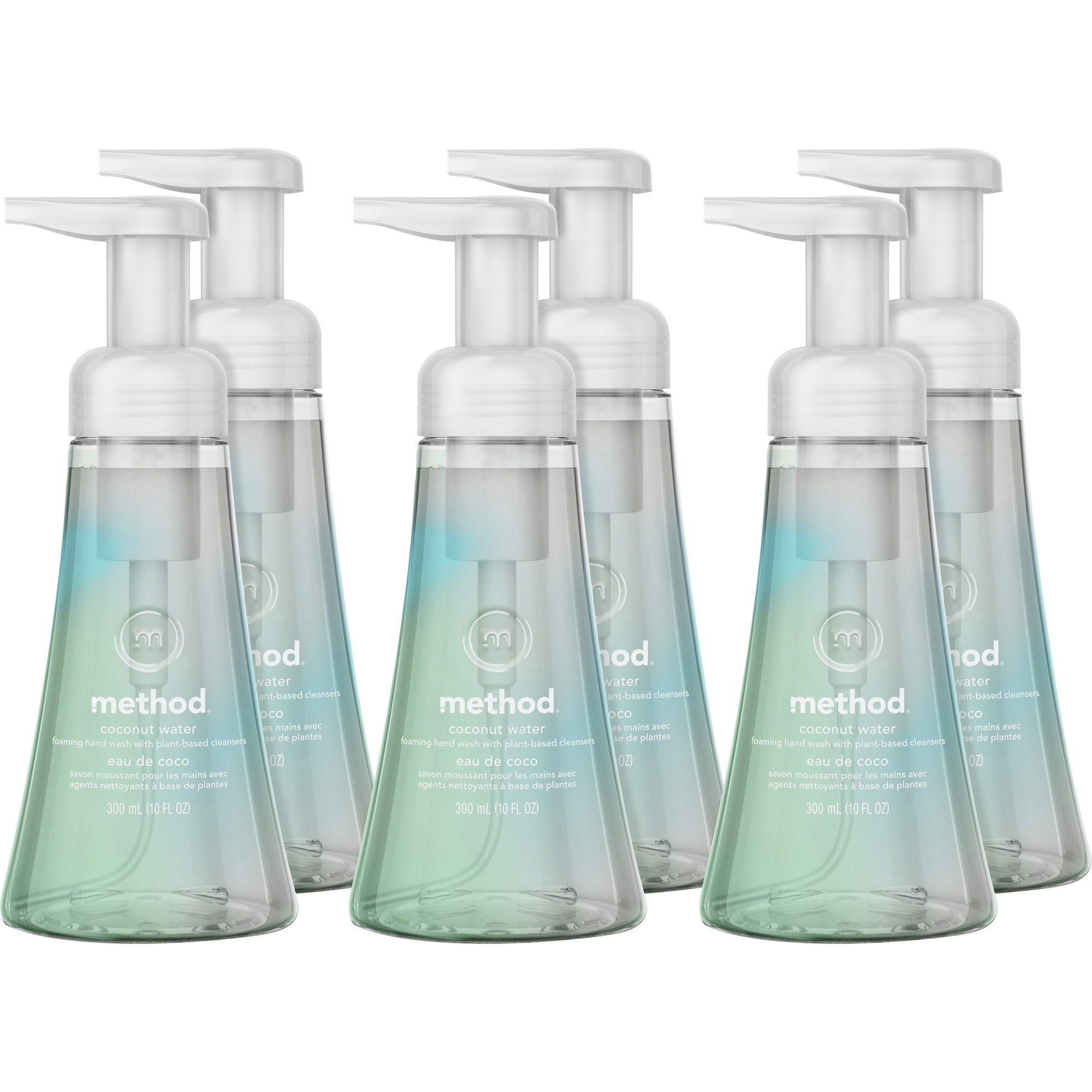 Method Foaming Hand Wash - Coconut Water Scent - 10 fl oz - Pump Bottle Dispenser - Hand - Clear - 6 / Carton
