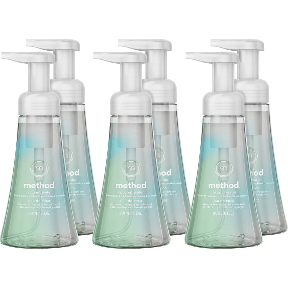 Method Foaming Hand Wash - Coconut Water Scent - 10 fl oz - Pump Bottle Dispenser - Hand - Clear - 6 / Carton