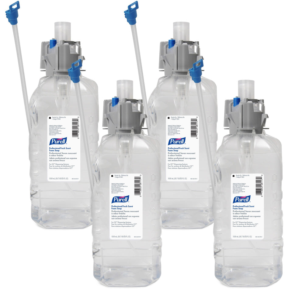 PURELL® 1500mL Refill Fresh Scent Foam Soap - Fresh Scent - 1.59 quart - Kill Germs - Hand - Clear - Dye-free, Paraben-free, Phthalate-free, Hygienic - 4 / Carton