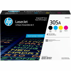 HP 305A (CE305AQ1) Original Laser Toner Cartridge - Combo Pack - Black, Cyan, Magenta, Yellow - 4 / Carton - 1500