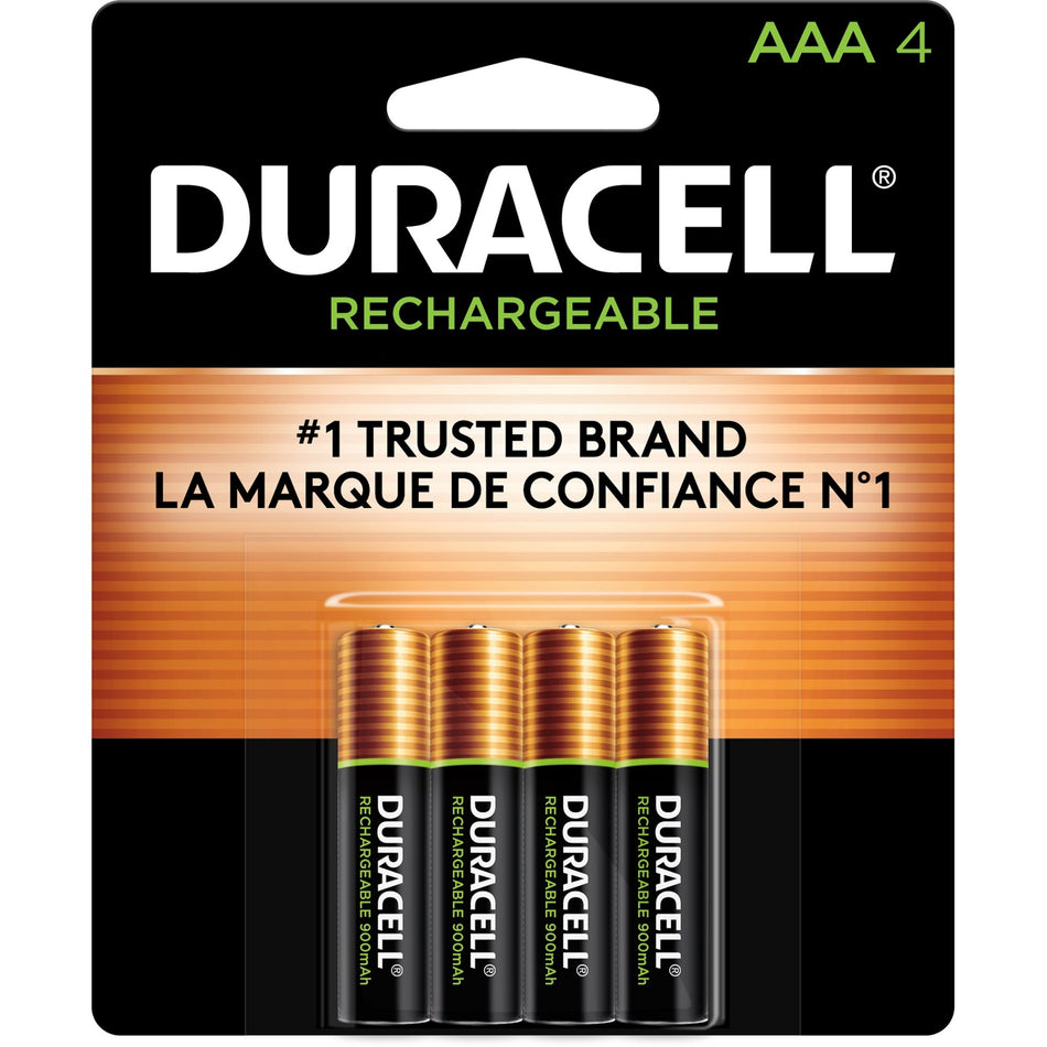 Duracell AAA Rechargeable Battery 4-Packs - For Gaming Controller, Flashlight, Monitoring Device - Battery Rechargeable - AAA - 4/Pack - 24 / Carton