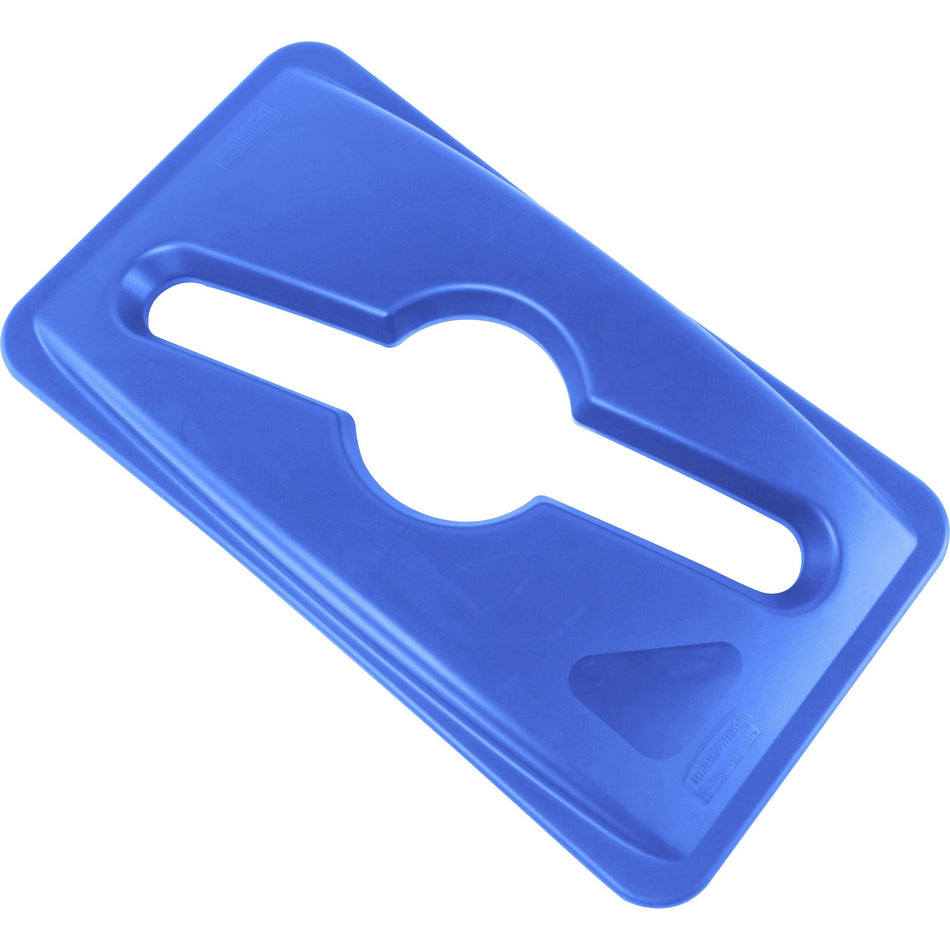 Rubbermaid Commercial Slim Jim Recycling Container Combo Tops - Rectangular - Blue - 4 / Carton