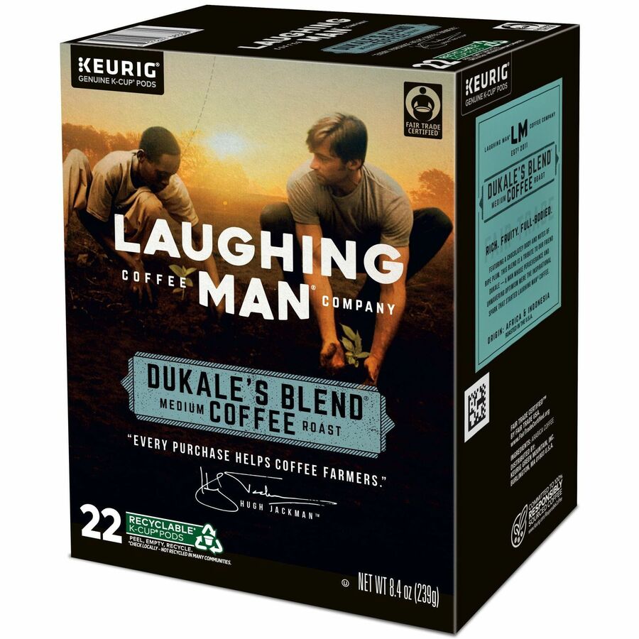 LAUGHING MAN K-Cup, Pod Coffee - Compatible with Keurig K-Cup Brewer - Medium - K-Cup, Pod - Dukale's Blend, Arabica - Kosher - 22 / Pack