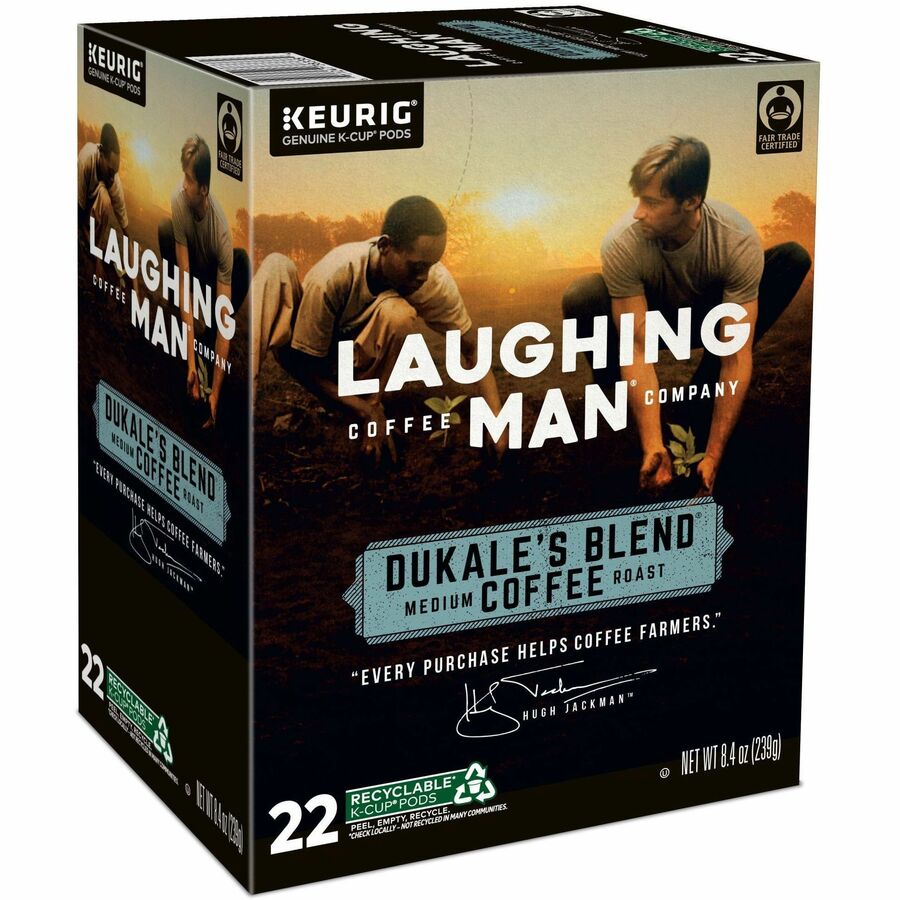 LAUGHING MAN K-Cup, Pod Coffee - Compatible with Keurig K-Cup Brewer - Medium - K-Cup, Pod - Dukale's Blend, Arabica - Kosher - 22 / Pack
