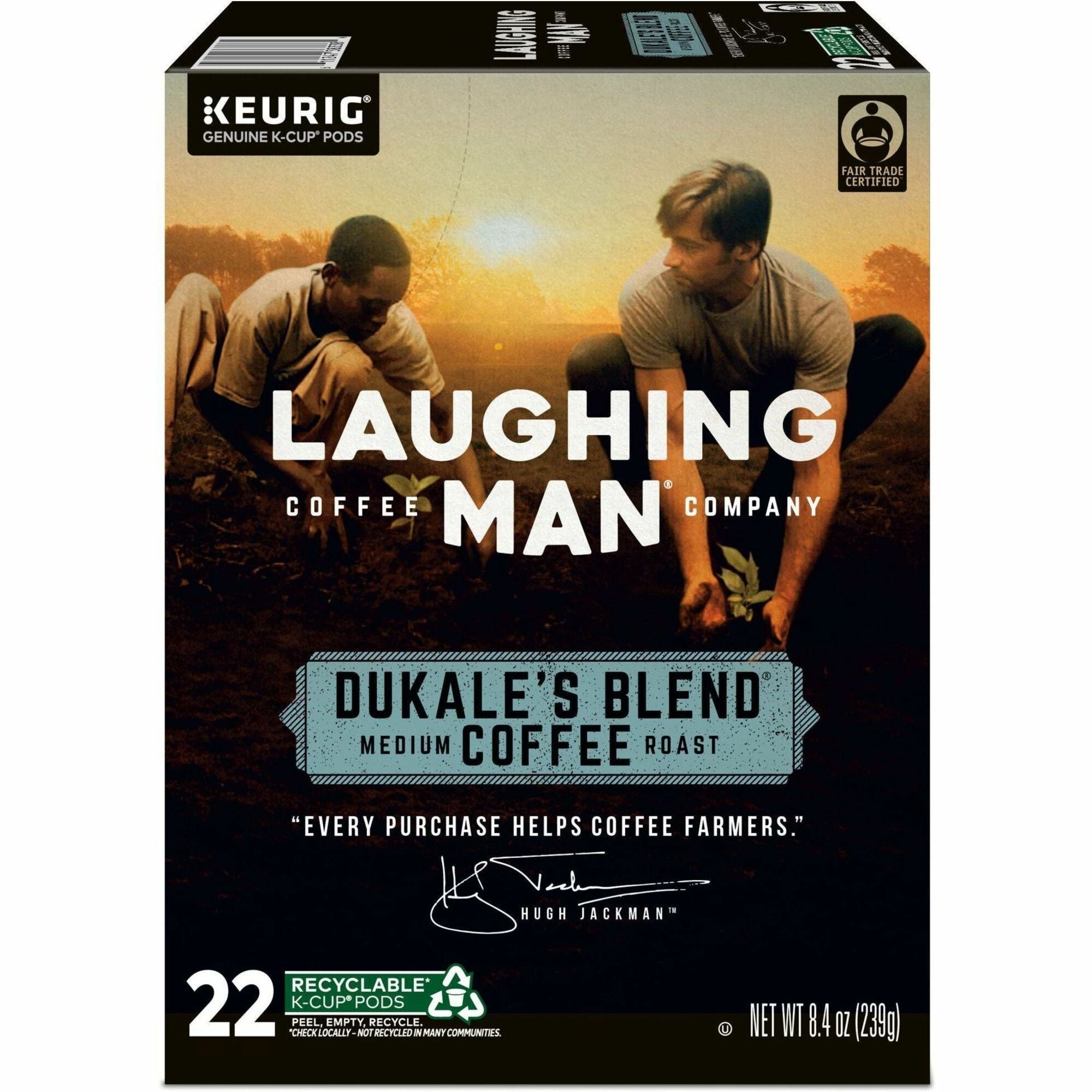 LAUGHING MAN K-Cup, Pod Coffee - Compatible with Keurig K-Cup Brewer - Medium - K-Cup, Pod - Dukale's Blend, Arabica - Kosher - 22 / Pack