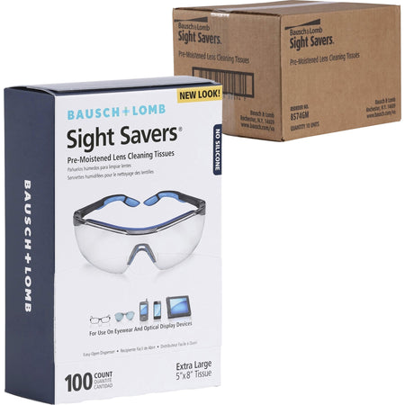 Bausch + Lomb Sight Savers Lens Cleaning Tissues - For Reading Glasses, Eyeglasses, Monitor, Camera Lens, Binocular - Anti-fog, Anti-static, Pre-moistened, Silicone-free, Individually Wrapped - Multi - 100/Box - 10 / Carton