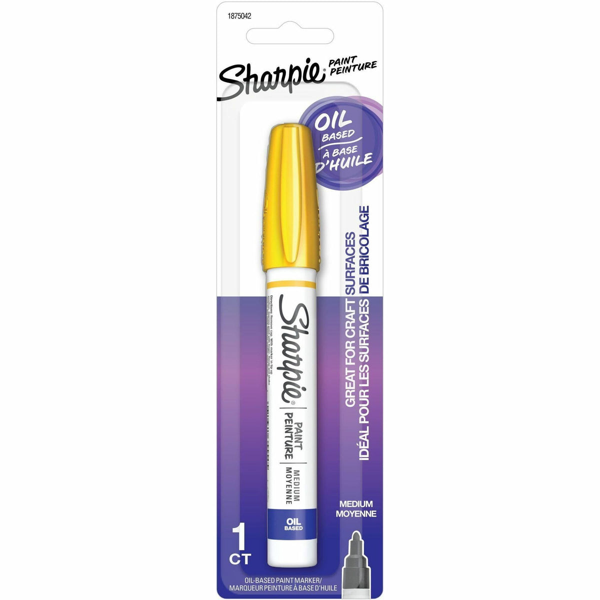Sharpie Paint Marker - Regular Marker Point - Yellow Ink - Oil Based, Water Based - 1 / Pack