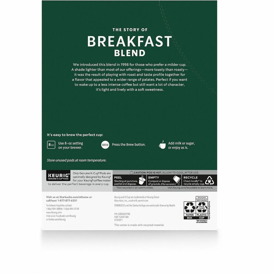 Starbucks K-Cup Breakfast Blend Coffee - Rear