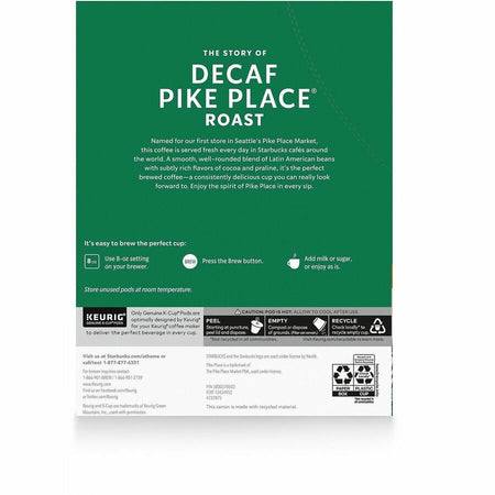 Starbucks K-Cup Decaf Pike Place Roast Coffee - Rear