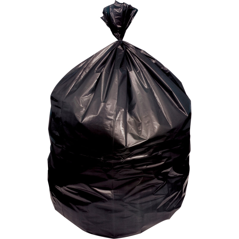 Genuine Joe Strong Economical Trash Bags - 56 gal Capacity - 48" Length x 43" Width x 0.87 mil (22 Micron) Thickness - Black - Resin - Waste Disposal - 150 / Carton