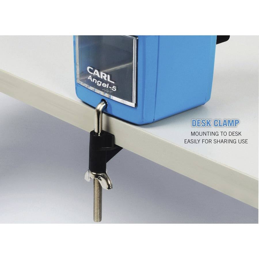 CARL Angel-5 Pencil Sharpener - Desktop - 5" Height x 2.8" Width - Steel, Aluminum - Blue - 1 Each