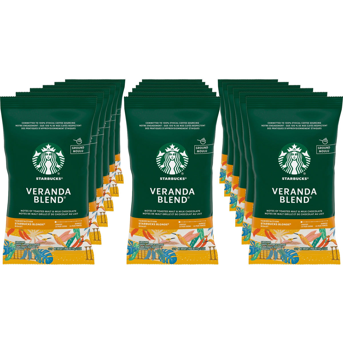 Starbucks Veranda Blend Coffee - Blonde Roast - 2.5 oz Pack - 18 Servings