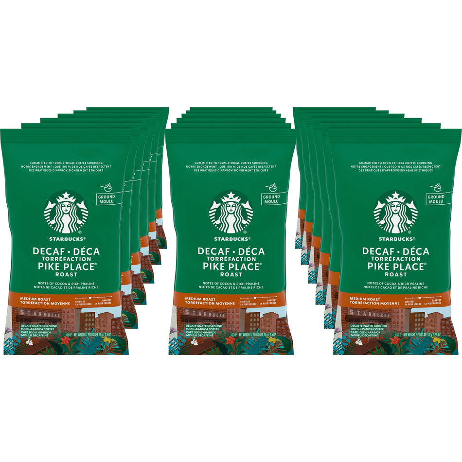 Starbucks Decaf Pike Place Coffee Pack - Medium - 2.5 oz Per Packet - Pike Place - Decaffeinated - 18 / Box