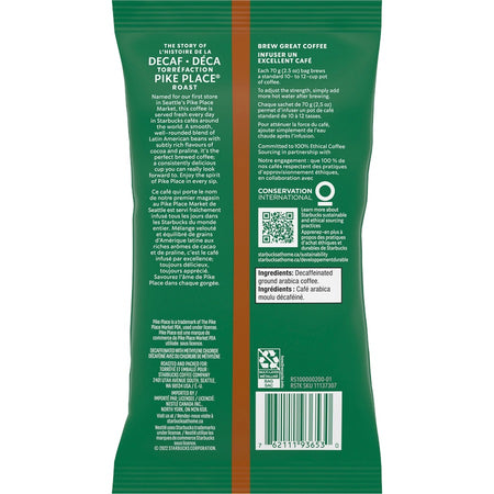 Starbucks Decaf Pike Place Coffee Pack - Rear