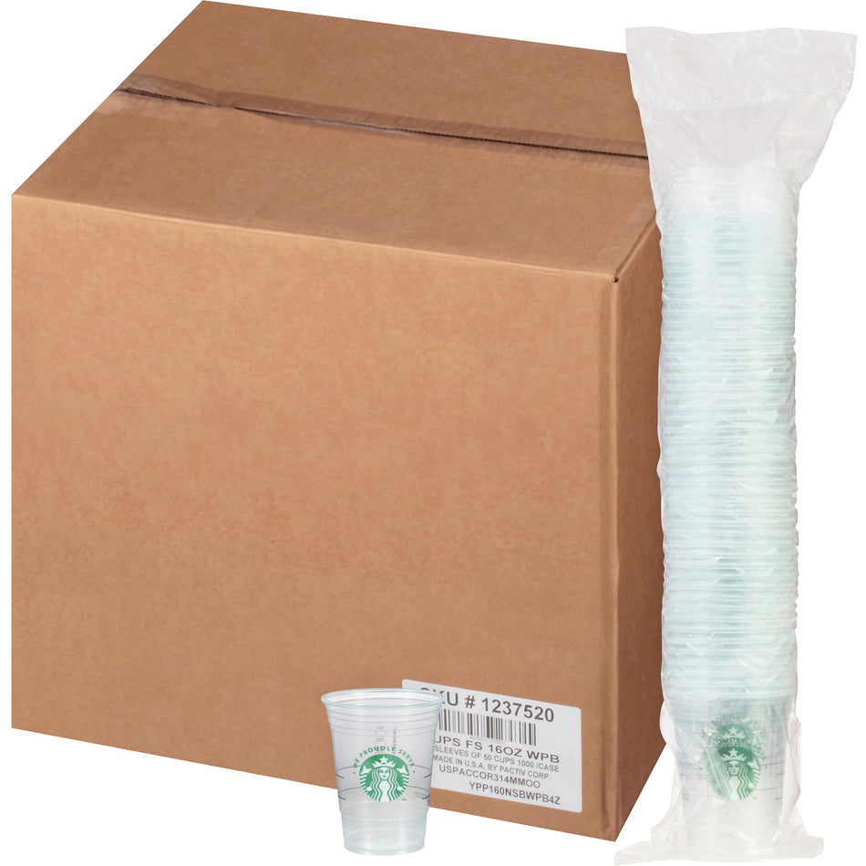 We Proudly Serve 16 oz Cold Cups - 16 fl oz - Clear, Green - Polypropylene - Cold Drink - 1000 / Carton