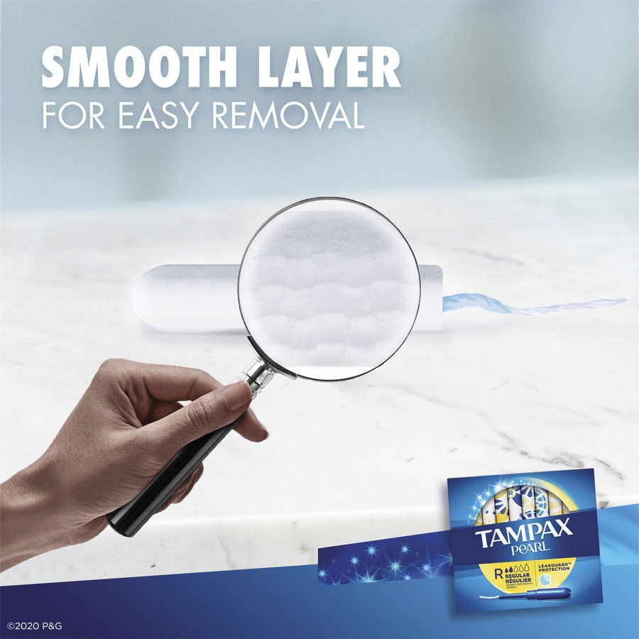 Tampax Pearl Regular Tampons - Regular - Plastic Applicator - Comfortable, Anti-leak, Unscented - 36 / Box