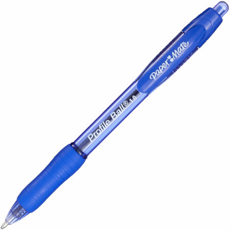 Paper Mate Profile 1.0mm Ballpoint Pens - 1 mm Medium Conical Pen Point - Retractable - Blue Ink - Blue Barrel - 12 / Pack