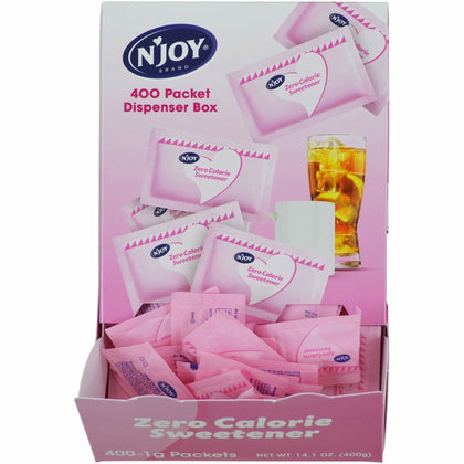 Njoy Pink Saccharin Packets - 0.040 oz (1.1 g) - 400/Box - Condiments