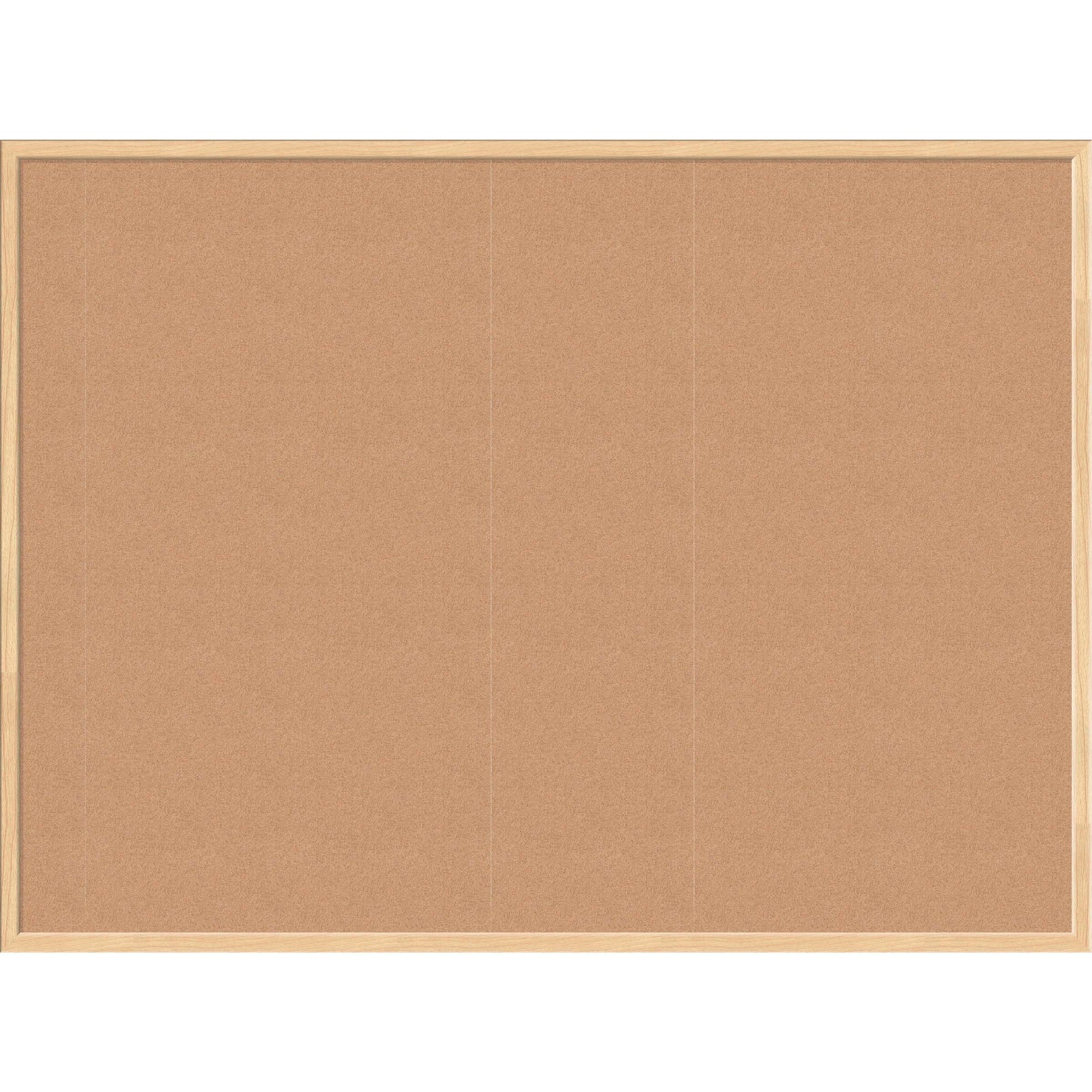 U Brands Cork Bulletin Board - 36" Board Height x 48" Board Width - Natural Cork Surface - Self-healing, Durable, Mounting System, Tackable - Birch Wood Frame - 1 Each