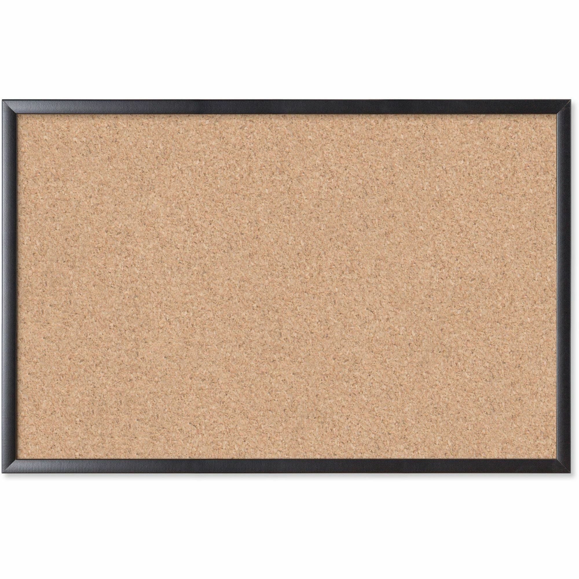 U Brands Cork Bulletin Board - 24" Board Height x 36" Board Width - Natural Cork Surface - Self-healing, Durable, Mounting System, Tackable, Sturdy - Black Wood Frame - 1 Each
