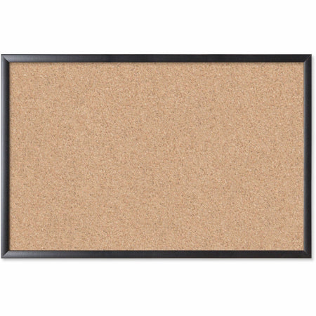 U Brands Cork Bulletin Board - 24" Board Height x 36" Board Width - Natural Cork Surface - Self-healing, Durable, Mounting System, Tackable, Sturdy - Black Wood Frame - 1 Each