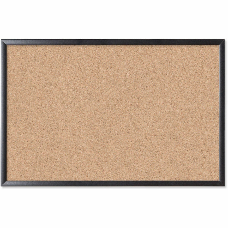 U Brands Cork Bulletin Board - 24" Board Height x 36" Board Width - Natural Cork Surface - Self-healing, Durable, Mounting System, Tackable, Sturdy - Black Wood Frame - 1 Each