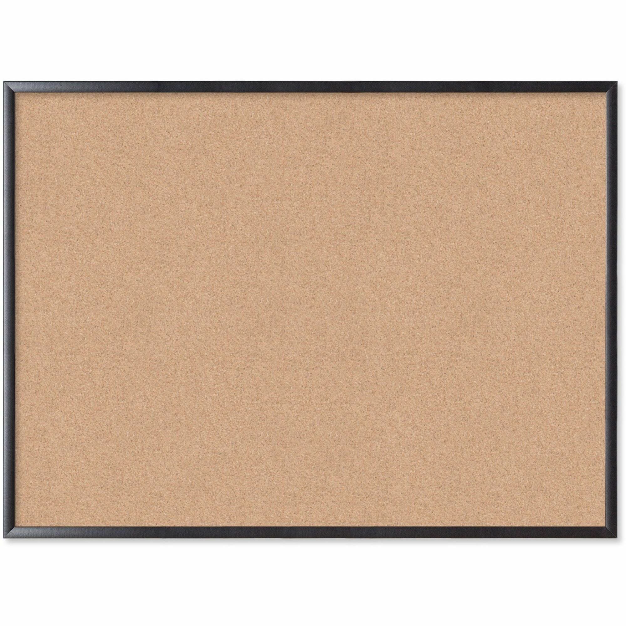 U Brands Cork Bulletin Board - 36" Board Height x 48" Board Width - Natural Cork Surface - Self-healing, Durable, Mounting System, Tackable, Sturdy - Black Wood Frame - 1 Each