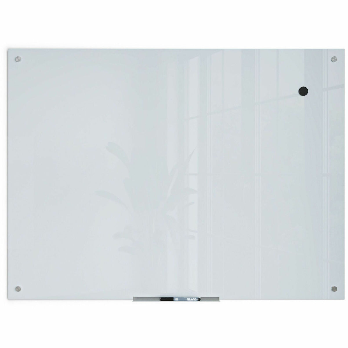 U Brands Magnetic Glass Frameless Dry-Erase Board - 48" (4 ft) Width x 36" (3 ft) Height - Frosted White Tempered Glass Surface - Rectangle - Horizontal/Vertical - Magnetic - 1 Each