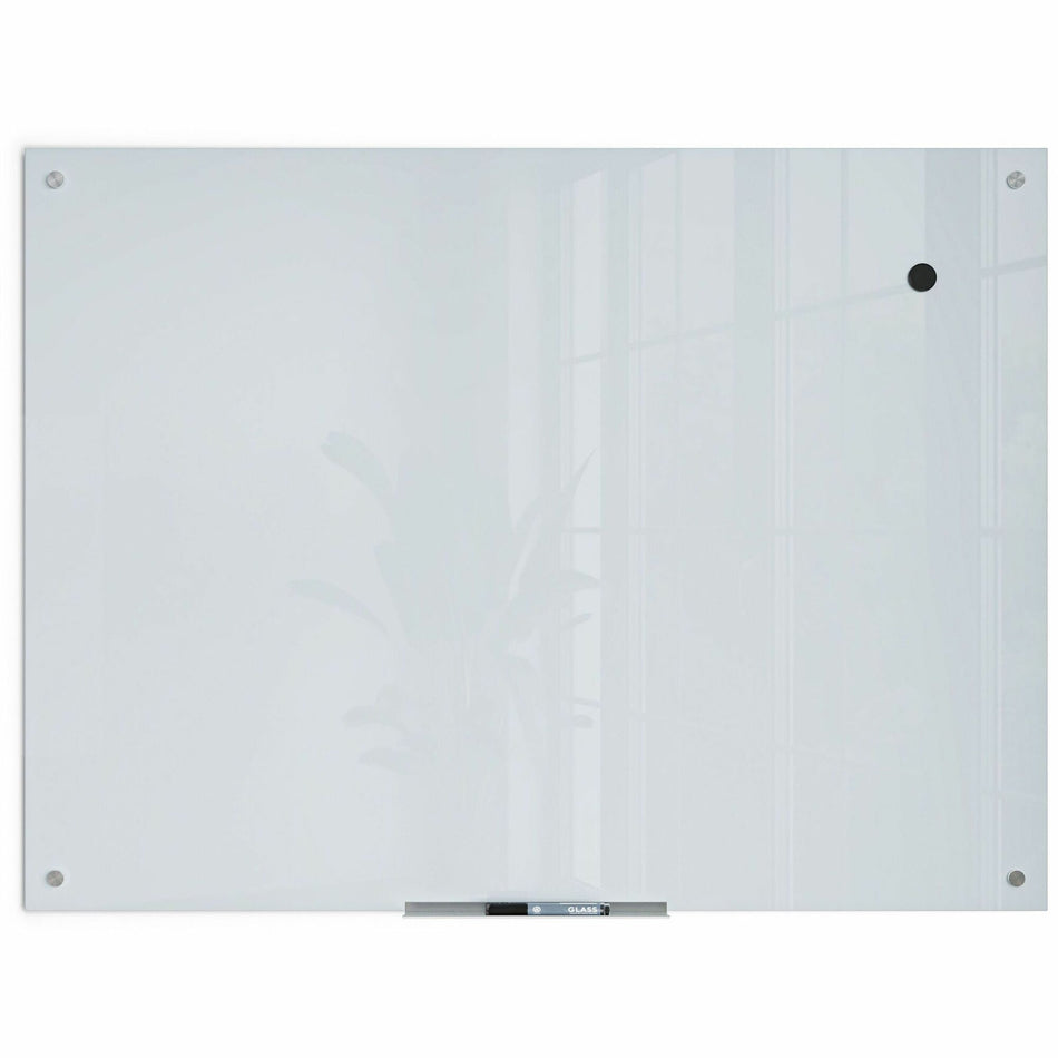 U Brands Magnetic Glass Frameless Dry-Erase Board - 48" (4 ft) Width x 36" (3 ft) Height - Frosted White Tempered Glass Surface - Rectangle - Horizontal/Vertical - Magnetic - 1 Each