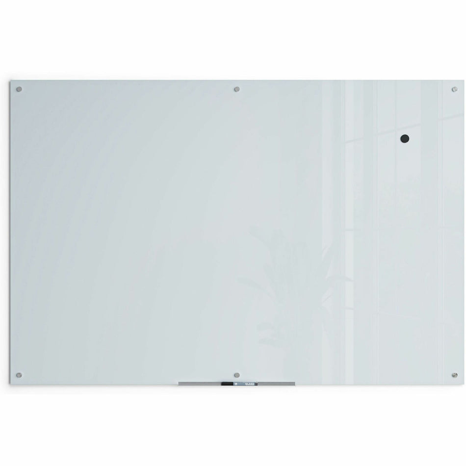 U Brands Magnetic Glass Frameless Dry-Erase Board - 72" (6 ft) Width x 48" (4 ft) Height - Frosted White Tempered Glass Surface - Rectangle - Horizontal/Vertical - Magnetic - 1 Each