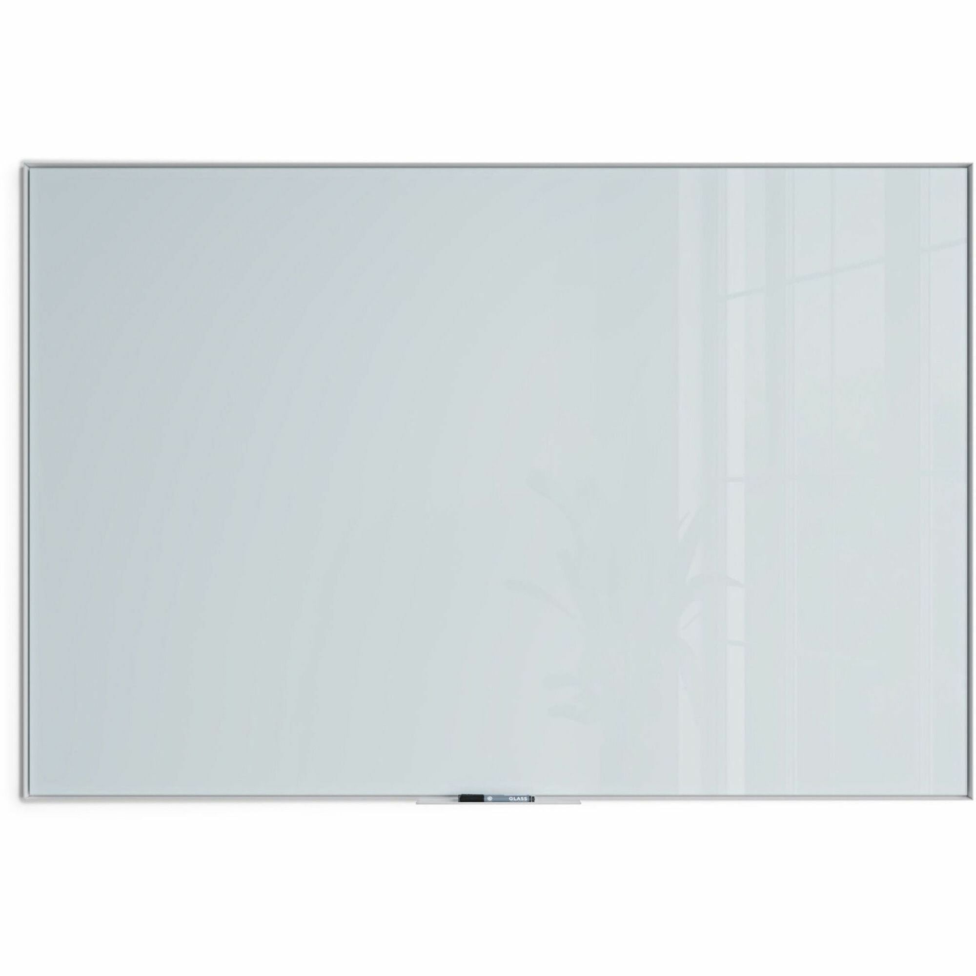 U Brands Non-Magnetic Glass Dry-Erase Board - 72" (6 ft) Width x 48" (4 ft) Height - Frosted White Tempered Glass Surface - White Aluminum Frame - Rectangle - Horizontal/Vertical - 1 Each