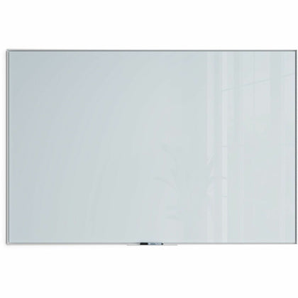 U Brands Non-Magnetic Glass Dry-Erase Board - 72" (6 ft) Width x 48" (4 ft) Height - Frosted White Tempered Glass Surface - White Aluminum Frame - Rectangle - Horizontal/Vertical - 1 Each
