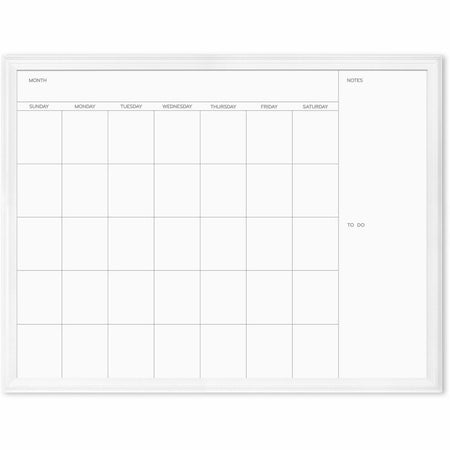 U Brands Magnetic Dry-Erase Monthly Calendar Board - 40" (3.3 ft) Width x 30" (2.5 ft) Height - White Painted Steel Surface - White Decor Frame - Rectangle - Horizontal - Magnetic - 1 Each