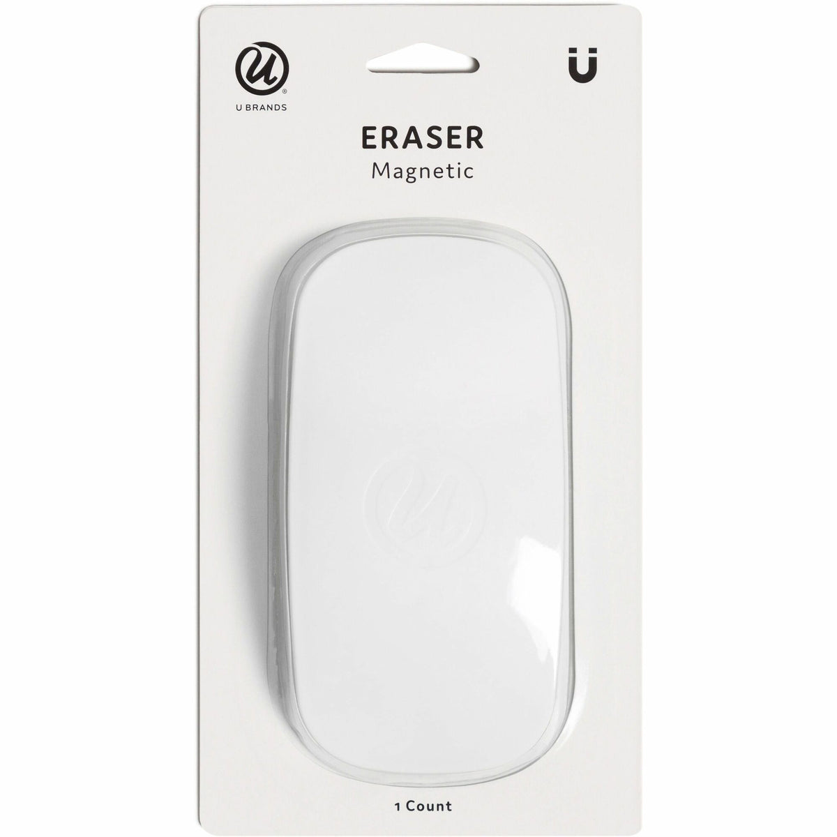 U Brands Classic Magnetic Eraser - White - Rectangle - Felt - 1 Each - Magnetic, Contoured