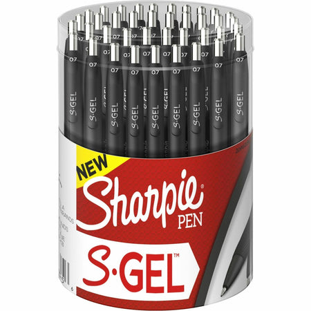 Sharpie S-Gel Gel Pen - 0.7 mm Medium Pen Point - Refillable - Retractable - Black Ink - Gel-based - Black Barrel - 36 / Box