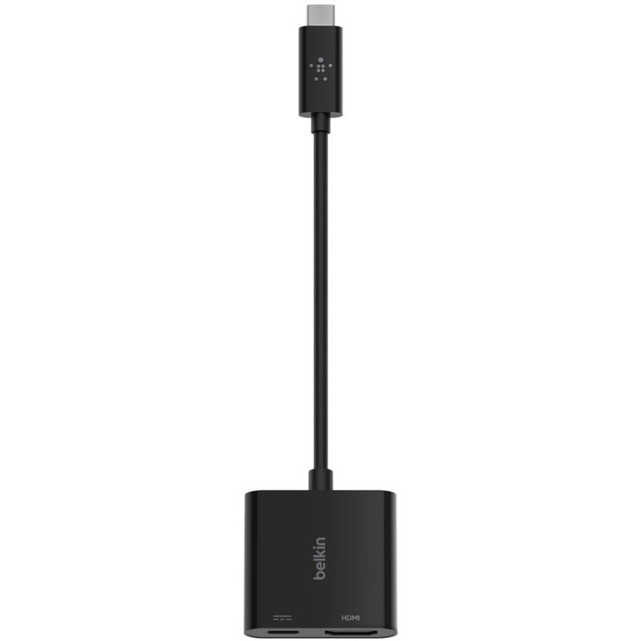 Belkin USB-C to HDMI + Charge Adapter - 1 x Type C USB Male - 1 x HDMI Digital Audio/Video Female, 1 x USB Type C Power Female - 3840 x 2160 Supported - 1 Each