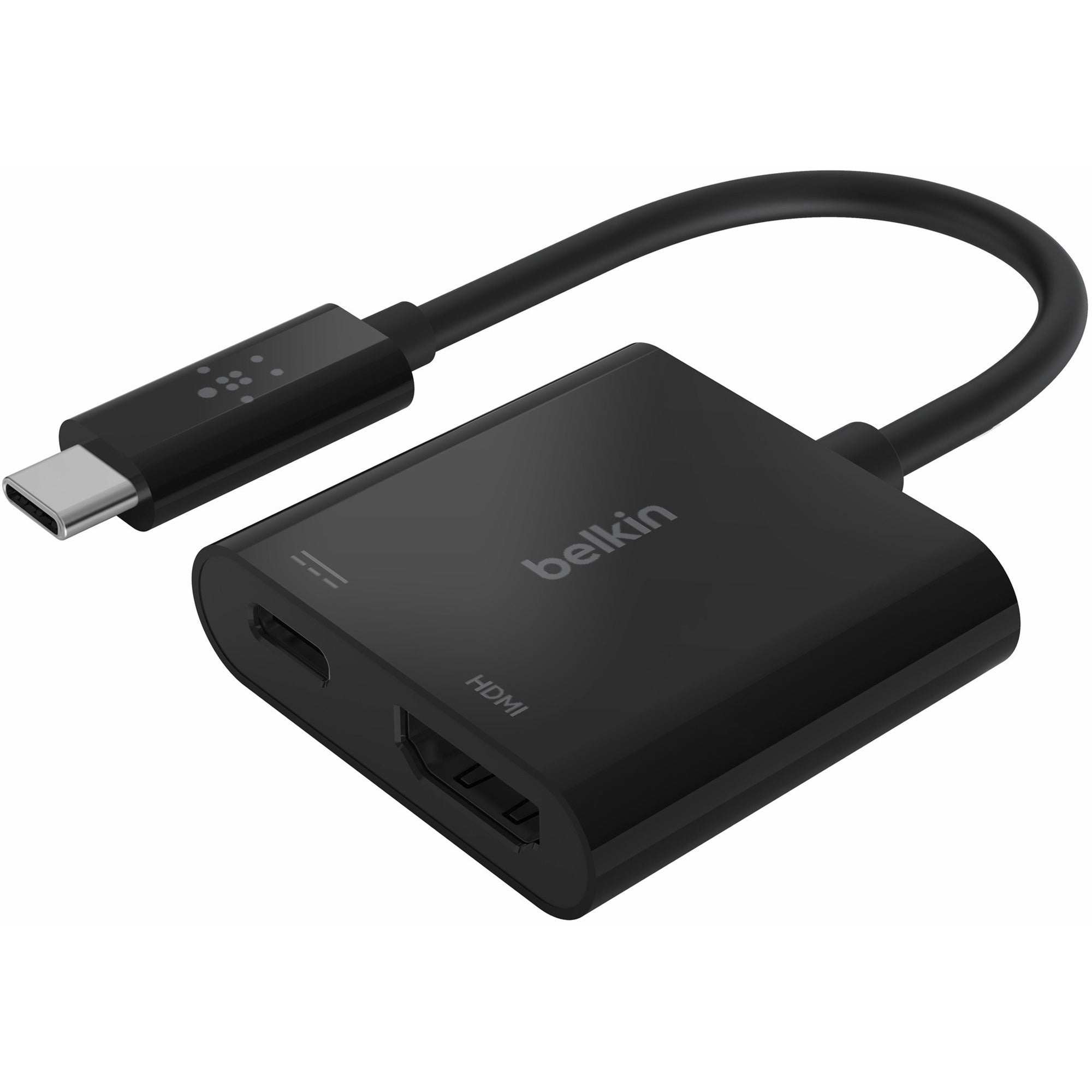 Belkin USB-C to HDMI + Charge Adapter - 1 x Type C USB Male - 1 x HDMI Digital Audio/Video Female, 1 x USB Type C Power Female - 3840 x 2160 Supported - 1 Each