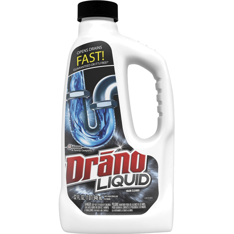 Drano Liquid Clog Remover - 32 fl oz (1 quart) - Corrosion Resistant, Phosphate-free, Easy to Use - White - 12 / Carton