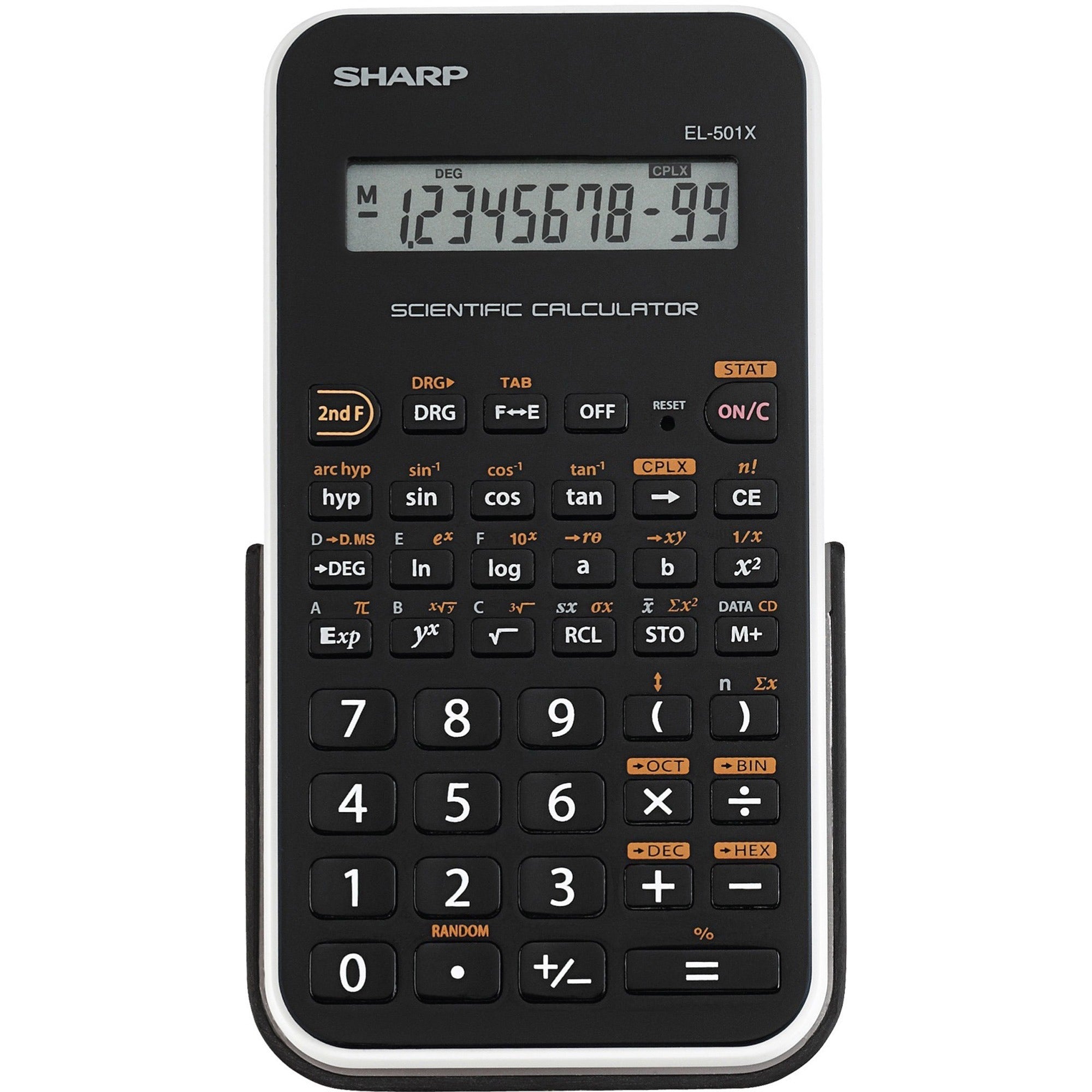 Sharp EL-501X2BWH Scientific Calculator - 146 Functions - Battery Powered, Large LCD, Durable, Hard Case - 1 Line(s) - 10 Digits - LCD - Battery Powered - 2 x LR1130 - 5.1" Height x 3.1" Width x 0.5" Depth - Black, White - 1 Each