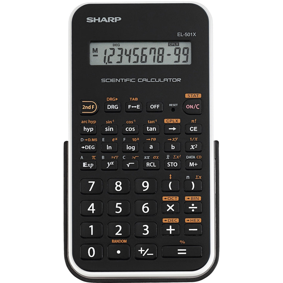 Sharp EL-501X2BWH Scientific Calculator - 146 Functions - Battery Powered, Large LCD, Durable, Hard Case - 1 Line(s) - 10 Digits - LCD - Battery Powered - 2 x LR1130 - 5.1" Height x 3.1" Width x 0.5" Depth - Black, White - 1 Each