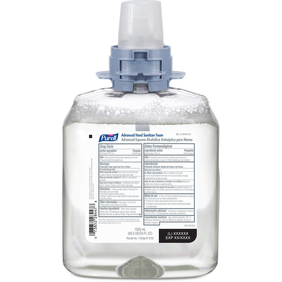 PURELL® Hand Sanitizer Foam Refill - 40.6 fl oz (1200 mL) - Kill Germs - Hand - Moisturizing - Clear - 4 / Carton