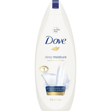 Dove Deep Moisture Body Wash - 11.97 fl oz - 12 oz - Bottle Dispenser - Body - Moisturizing - White - Sulfate-free, pH Balanced, Rich Lather - 6 / Carton