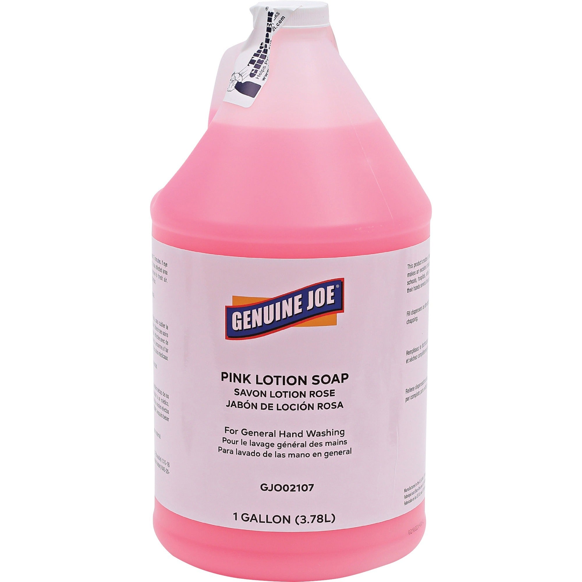 Genuine Joe Pink Lotion Soap - 1 gal - Pump Bottle Dispenser - Hand, Skin - Pink - Rich Lather - 1 Each