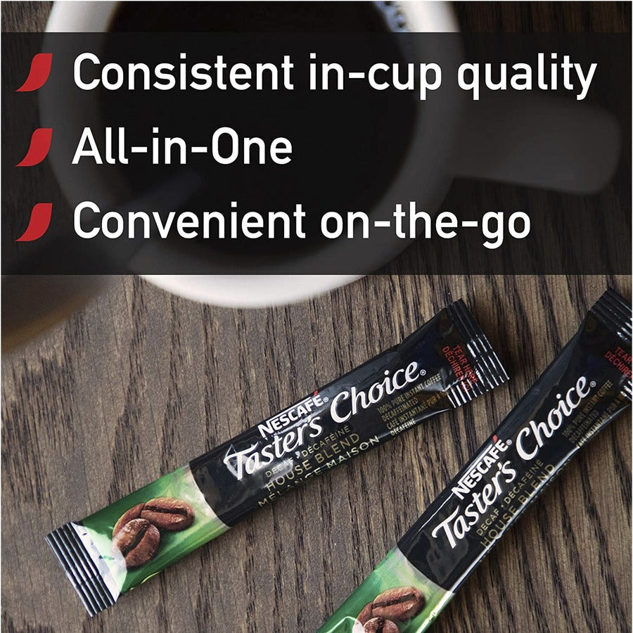 Nescafe Taster's Choice House Blend Decaf Coffee - Light/Medium - 0.1 oz - House Blend - Decaffeinated - 80 / Box