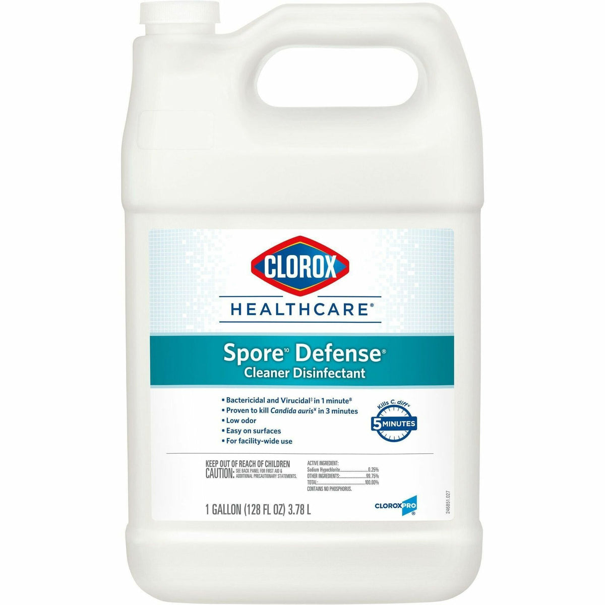 Clorox Healthcare Spore Defense Cleaner Disinfectant Refill - Ready-To-Use - 128 fl oz (4 quart) - Low Odor, Antibacterial, Closed System - White Bottle - 1 Each
