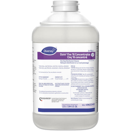 Diversey Oxivir Five 16 Concentrate - Concentrate - 84.5 fl oz (2.6 quart) - Characteristic Scent - Fast Acting, VOC-free, NPE-free, Non-porous - Clear - 2 / Carton