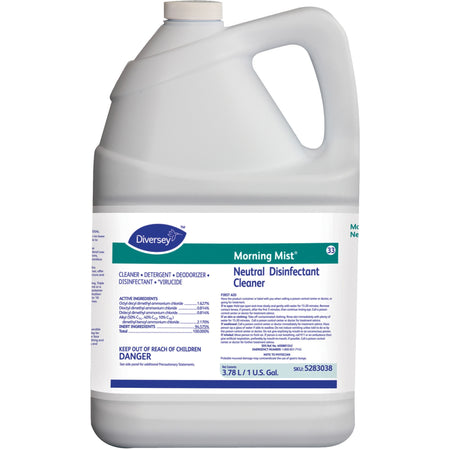 Diversey Morning Mist Neutral Disinfectant - Ready-To-Use - 128 fl oz (4 quart) - Neutral Scent - Deodorize - Blue - 4 / Carton