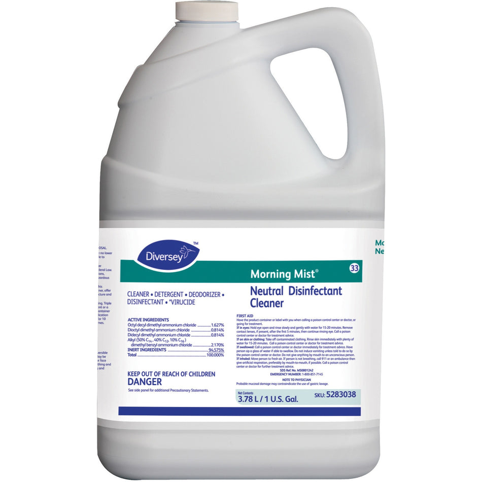 Diversey Morning Mist Neutral Disinfectant - Ready-To-Use - 128 fl oz (4 quart) - Neutral Scent - Deodorize - Blue - 4 / Carton