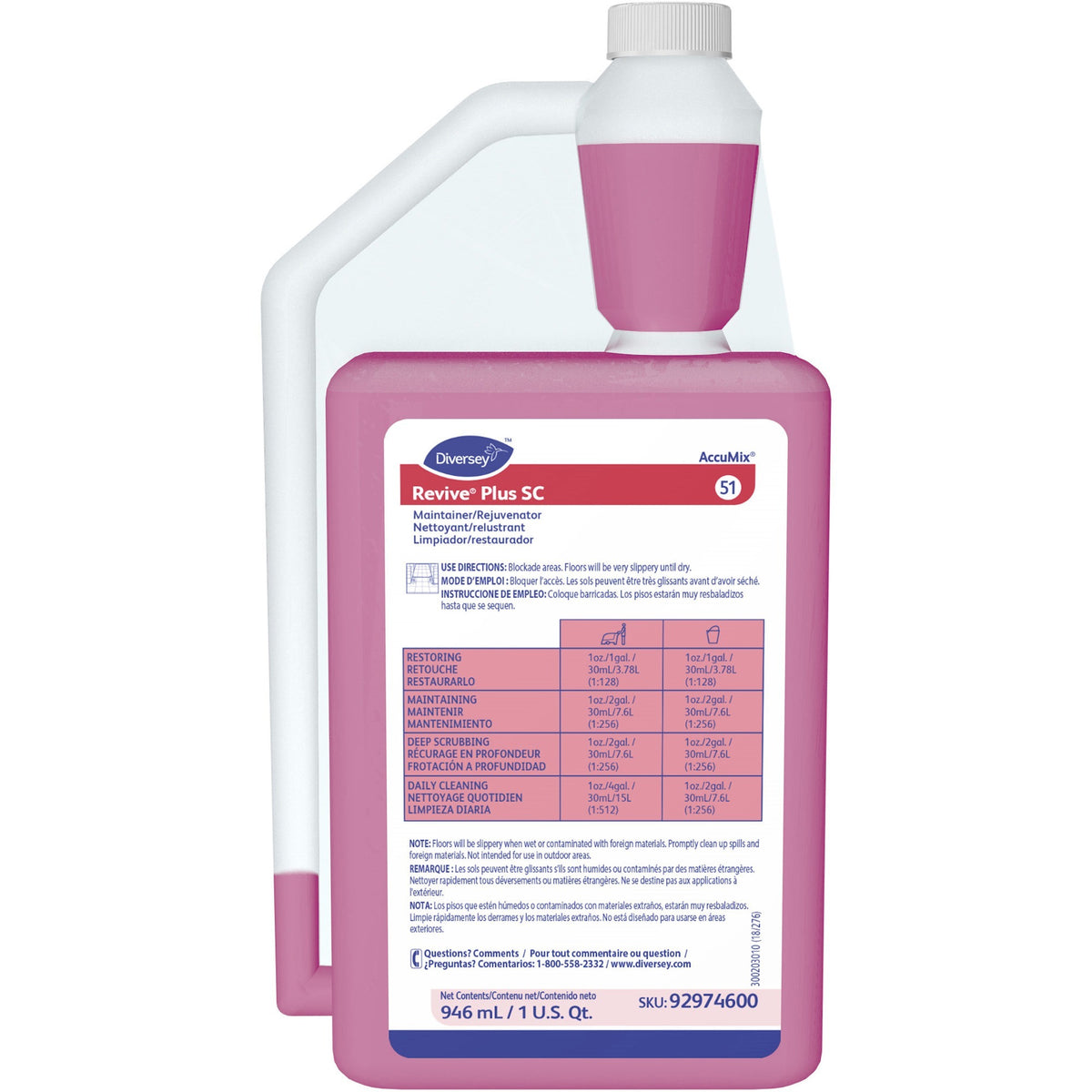 Diversey Floor Cleaner/Maintainer - 32 fl oz (1 quart) - Sweet Scent - Fast Acting, Quick Drying - Red - 6 / Carton
